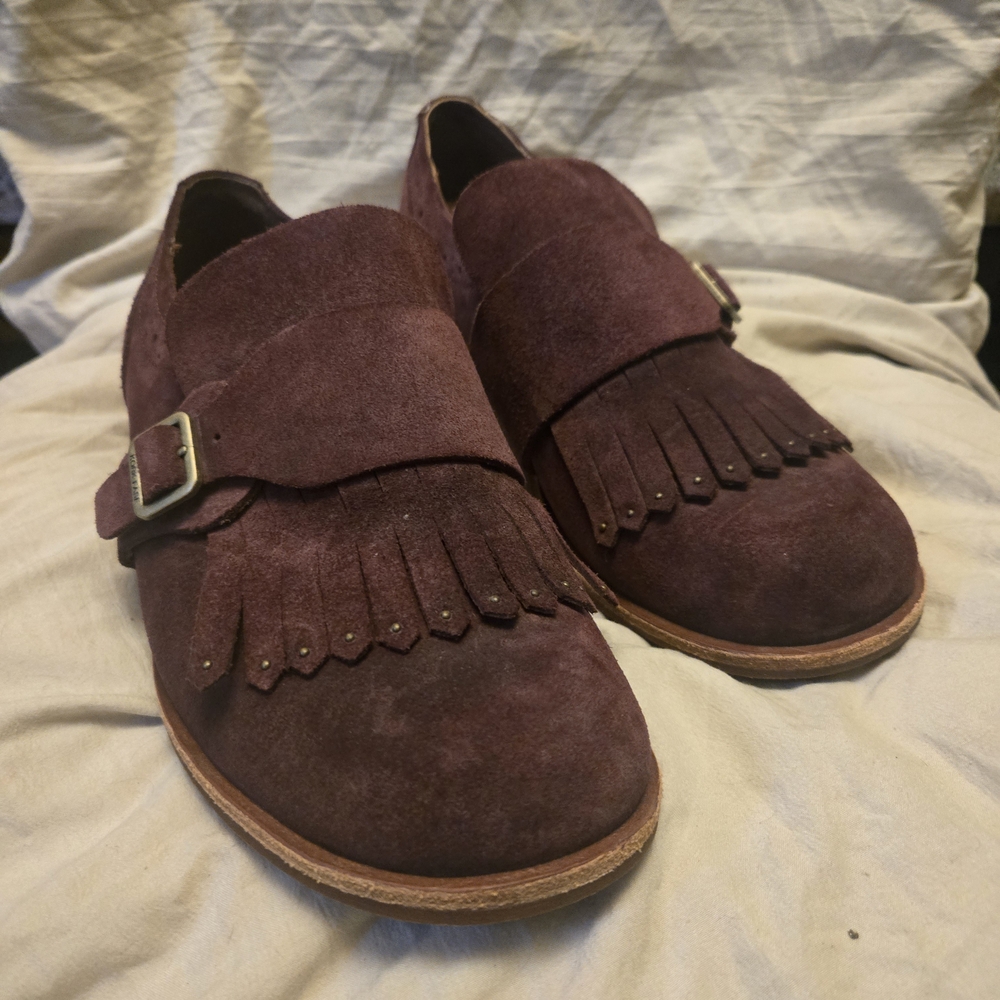 Womens Deep Purple Suede Loafers